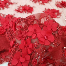 Load image into Gallery viewer, Use Our Fabric to Do Bespoke Evening Dress Attractive Red Handmade Flowers Negotiate Price Is Not Real Price